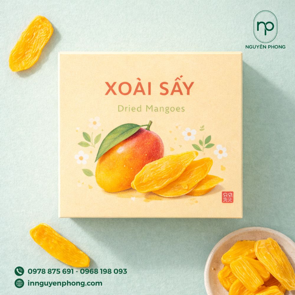 Hộp đựng trái cây sấy nắp gập đáy cài